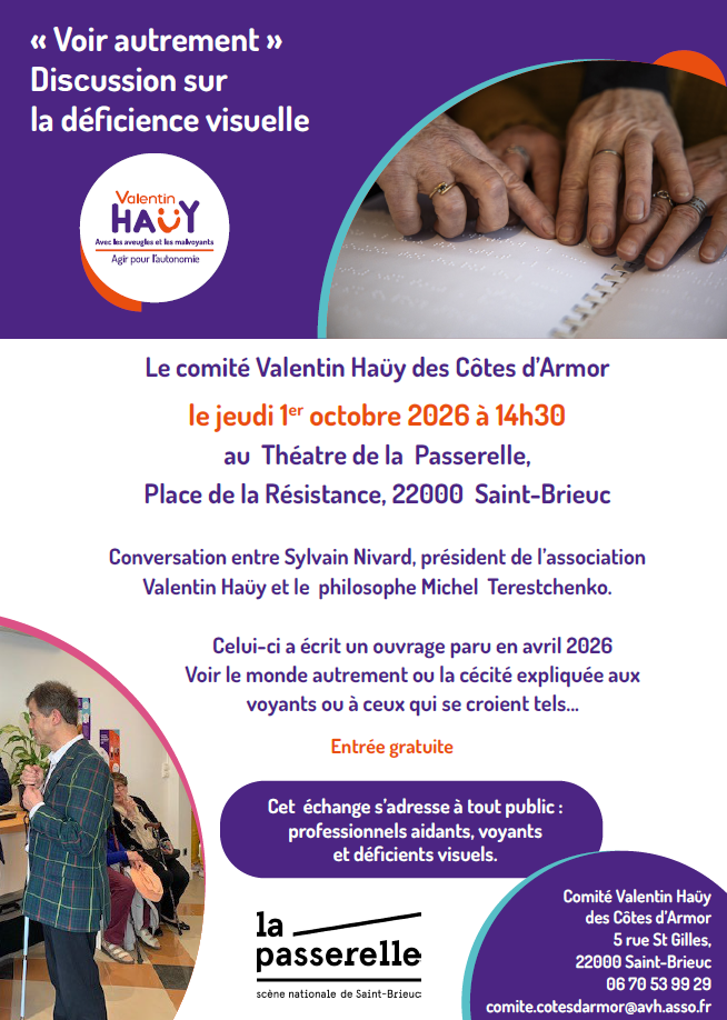 affiche fond blanc avec des pastilles mauves  reprenant des informations pratiques